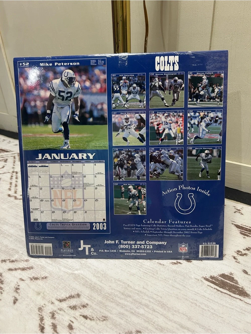 Vintage 2003 Indianapolis Colts NFL Team Calendar Sealed Peyton Manning